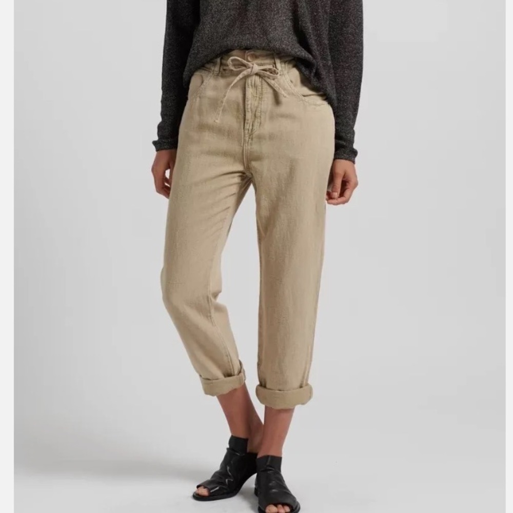 Annette Gortz Nao Linen Blend Drawstring Pants In Natural Tan Size 40(eu…